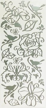 Flowers & Birds Peel Off Stickers - Silver